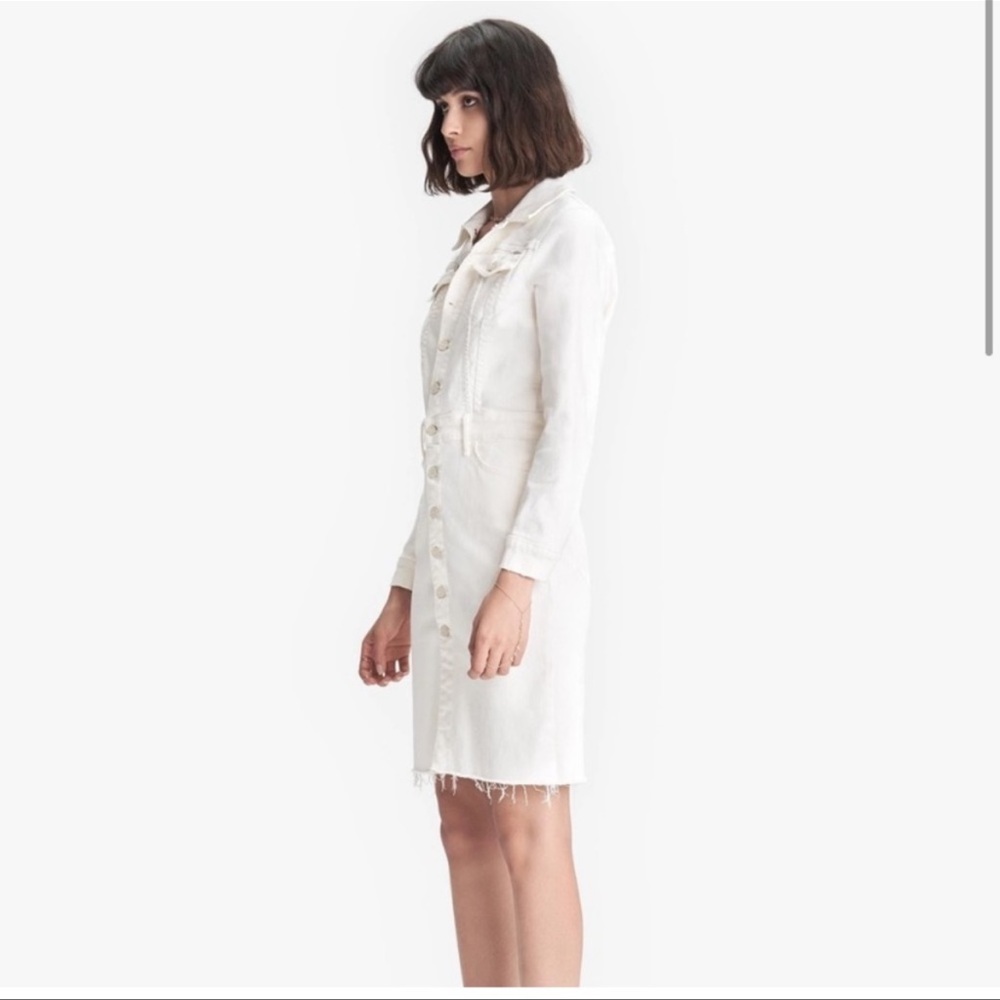 Mother The Cover Up Knee Fray denim dress. Size XS. Color Cream Puff. - Picture 4 of 5